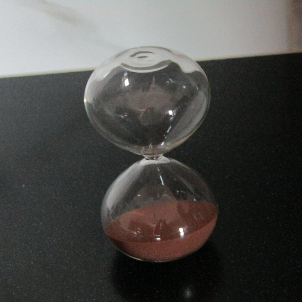 Clear Hourglass with Brown Sand, Modern, Minimalist, Moody, Shelf Decor